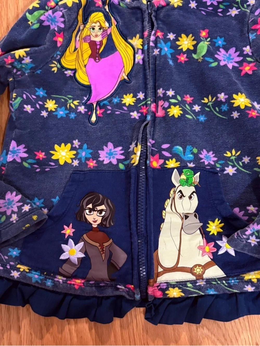 Vintage Disney Rapunzel Tangled Sweatshirt Mother Gothel Blue Full Zip Hooded
